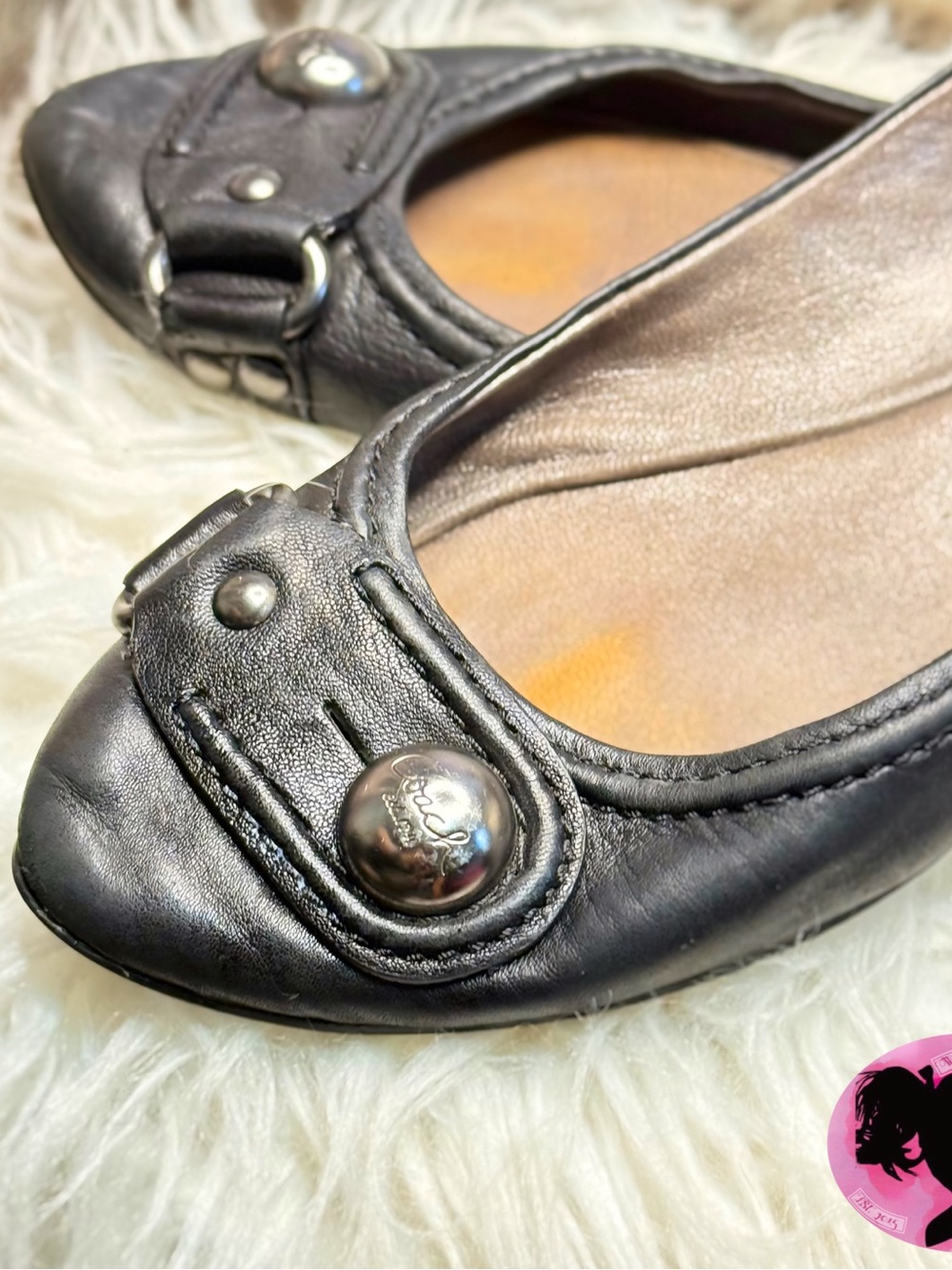 COACH Women’s Black Leather Flats
